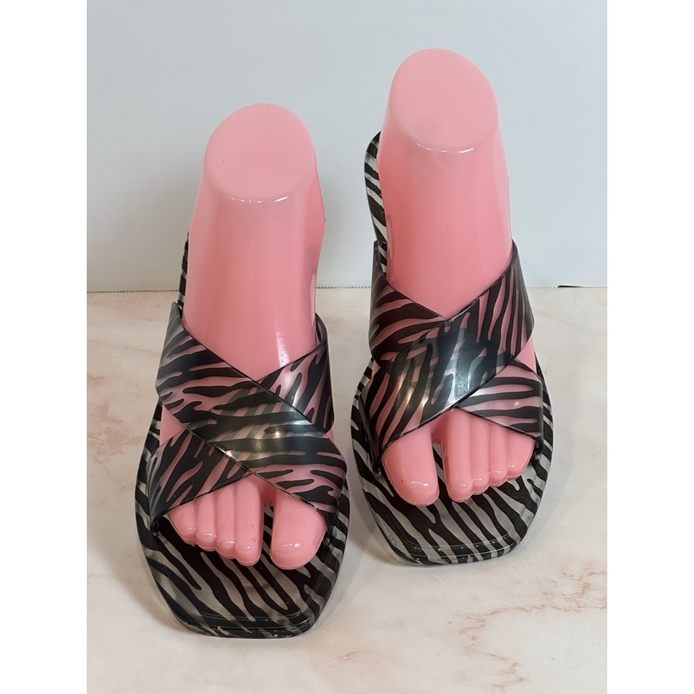 Matisse x Anthropologie Jelly Sandals Animal Print Size 7M Black